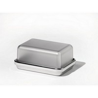 photo butter dish in polished steel with glass lid 1